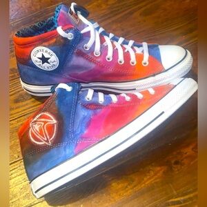 Tie Dyed Converse Shoes With Star Trek Emblem